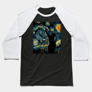 Cat Starry Night Fantasy Baseball T-Shirt